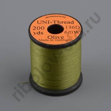 Монтажная нить Uni Thread 6/0 200y Olive  (вощеная)