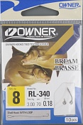 Крючок с поводком Owner RL-340 №08 Bream (Black)