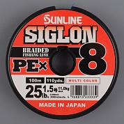 Шнур плетёный Sunline Siglon PEx8 100m Multicolor #1.5/ 25lb