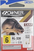 Крючок с поводком Owner RL-330 №06 Carp (Gold)