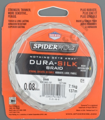 Шнур плетёный SpiderWire DuraSilk Green 137m 0.12