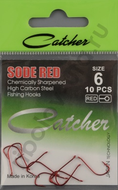 Одинарные крючки Catcher Sode Red № 6