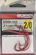 Офсетный крючок Owner 5109 Red №2/0 J-Light Hook