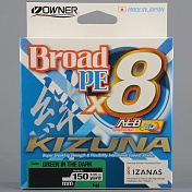 Шнур плетёный Owner Kizuna Broad PE X8 135m green 0,10mm, 4,1kg