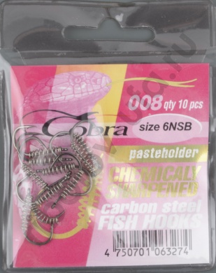 Одинарные крючки Cobra PASTEHOLDER сер.008 разм.006