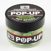 Бойлы GBS Baits Pop-up плавающие 12мм 55гр (банка) Hot Spices зеленый/белый Острые специи