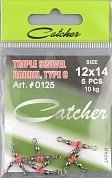 Вертлюжок тройной Catcher Triple Swivel, Barrel, type C # 12x14 