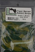 Полоски меха кролика тигровой HARELINE Tiger Barred Rabbit Strips GREEN BROWN/OLIVE HRL  TSR12