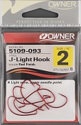 Офсетный крючок Owner 5109 Red №2 J-Light Hook