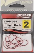 Офсетный крючок Owner 5109 Red №2 J-Light Hook