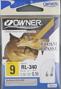 Крючок с поводком Owner RL-340 №09 Bream (Black)