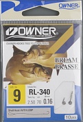 Крючок с поводком Owner RL-340 №09 Bream (Black)