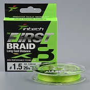 Шнур плетёный Intech First Braid X8 Green 100м, 0.205мм, 11.8кг 26lb #1.5