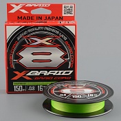 Шнур плетёный Ygk X-Braid Braid Cord  X8 150m #0.8/16 lb chartreuse