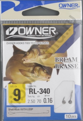 Крючок с поводком Owner RL-340 №09 Bream (Black)