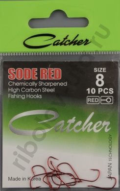 Одинарные крючки Catcher Sode Red № 8