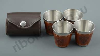 Набор стопок Герб в коже А11 Helios