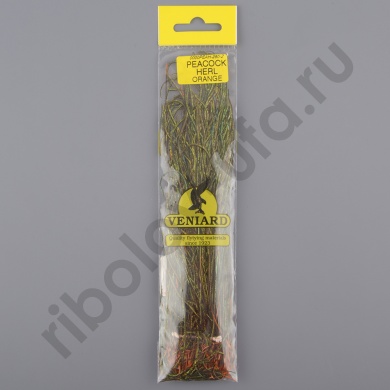 Бородки пера павлина Veniard Peacock herl dyed Orange