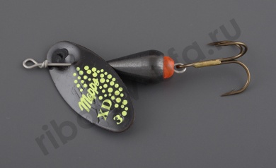 Блесна Mepps XD № 3, Platinum черный леп/черный серд (7гр)