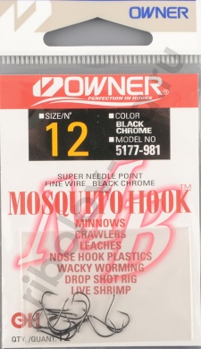 Одинарные крючки Owner Mosquito Hook BC №5177 №12 