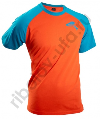 Футболка Novatex Grayling хлопок, оранжевый/бирюзовый р.L