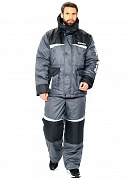 Костюм зимний Huntsman Полюс V-2 цв. Серо-Черный тк. Cell со снегозащ. гетрами р. 56-58 рост 170-176
