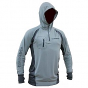 Футболка Kosadaka Ice Silk Sunblock Цв. Серый р. XL, UV защита капюшон длинный рукав