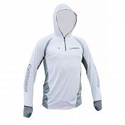 Футболка Kosadaka Ice Silk Sunblock Цв. Белый р. M, UV защита капюшон длинный рукав